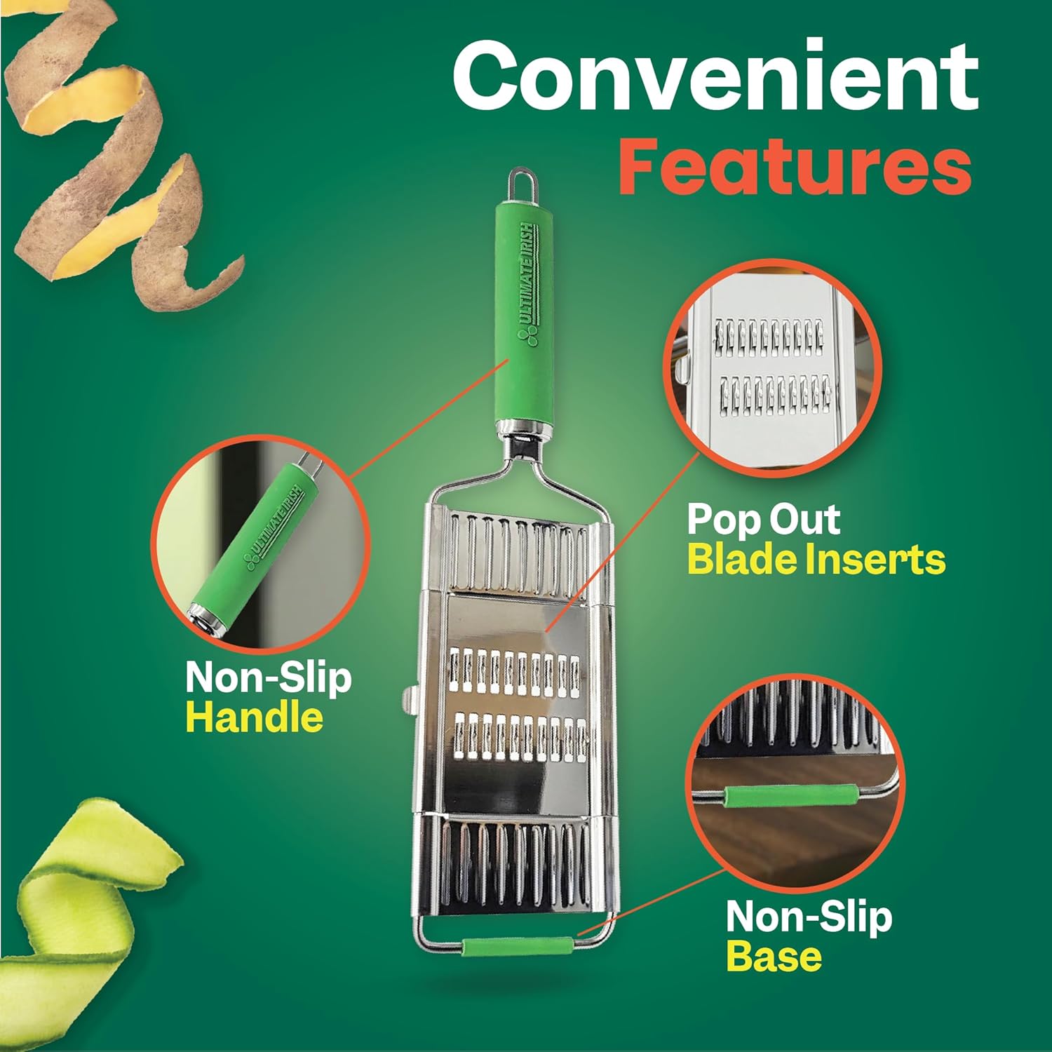 Slicer – Amazing Veggie Slicer for Effortless Kitchen Prep Made Simple! – Use it as a Food Shredder, & Grater - Multifunctional with Non-Slip Handle & Base - Culinary Roots