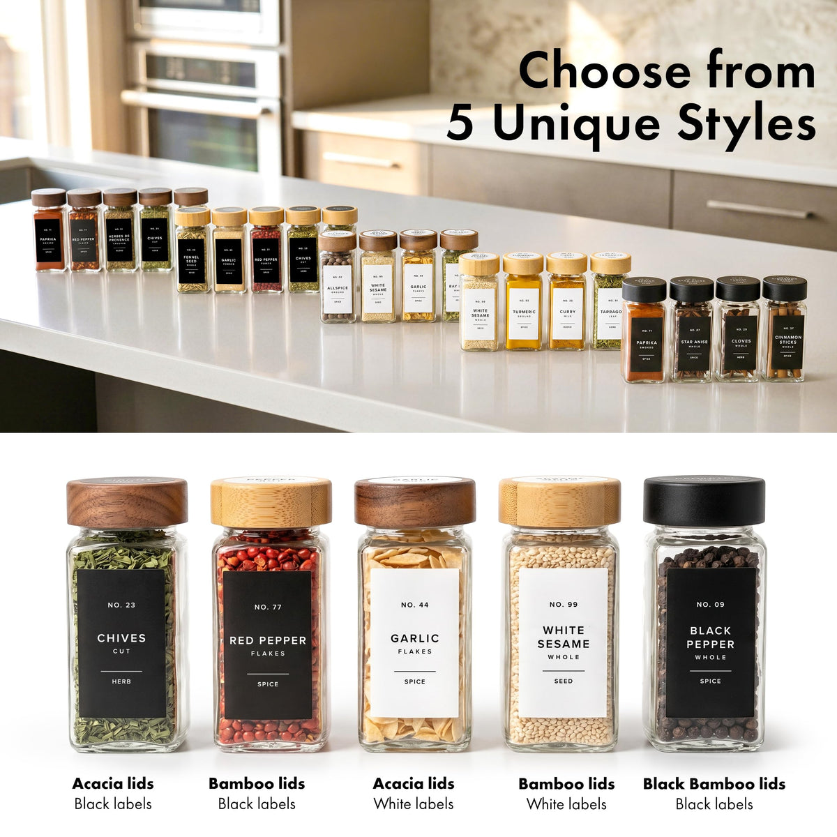 Glass Spice Jars with Label (36 Count)