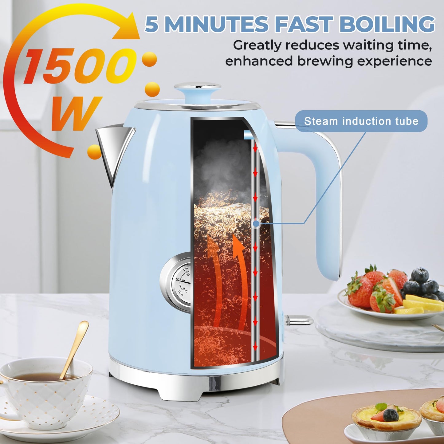 57oz Electric Kettle with Thermometer