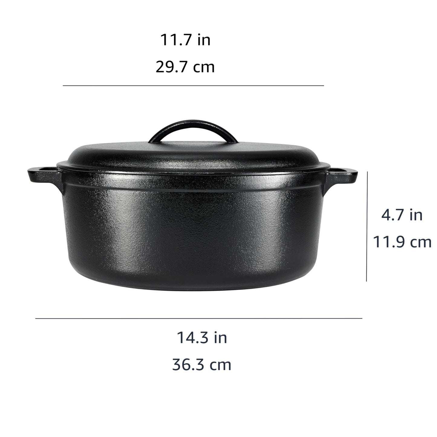 Pre Seasoned Cast Iron Dutch Oven Pot with Lid and Dual Handles