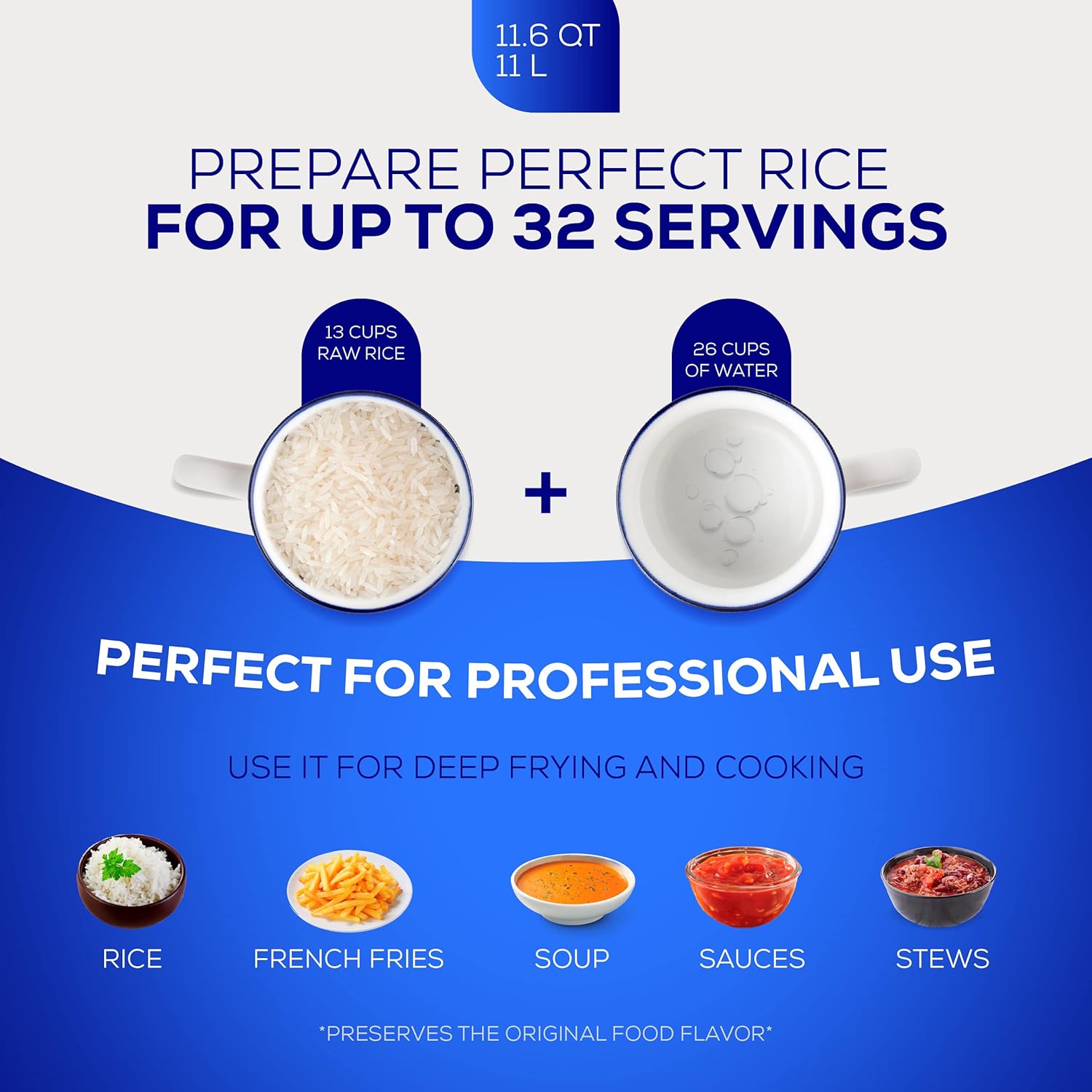 Universal (Professional Large) Caldero 32 Cups - 11.6 QT / 11 L, Stainless Aluminum Pot, Even Heat Distribution and Fast Cooking Dutch Oven Pot, Ergonomic Handles, Ideal for Rice, and French Fries - Culinary Roots