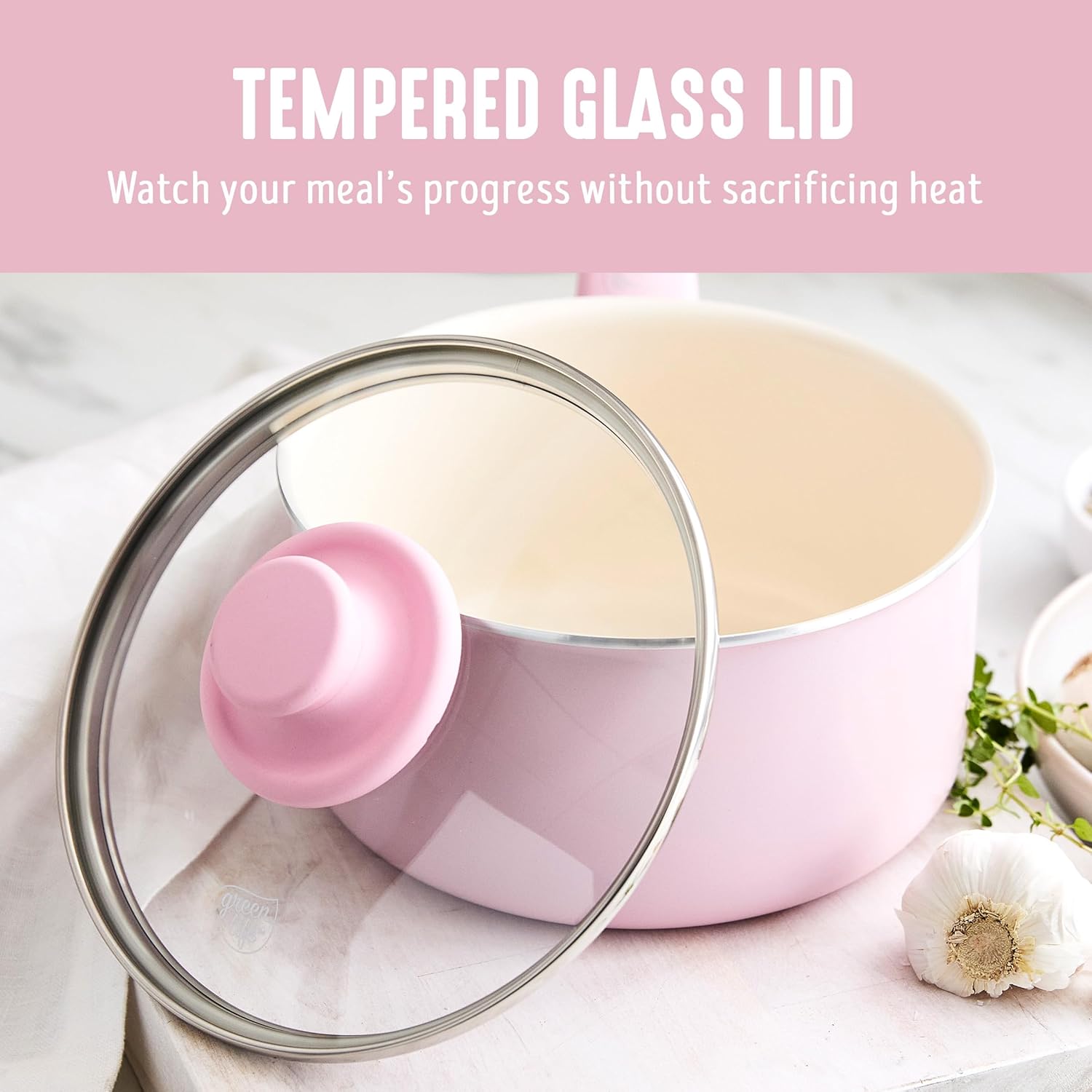 GreenLife 2 Quart Ceramic Nonstick Saucepan with Lid, PFAS-Free, Stay-Cool Handle, Multipurpose Kitchen Cooking Pot, Dishwasher & Oven Safe, Pink - Culinary Roots