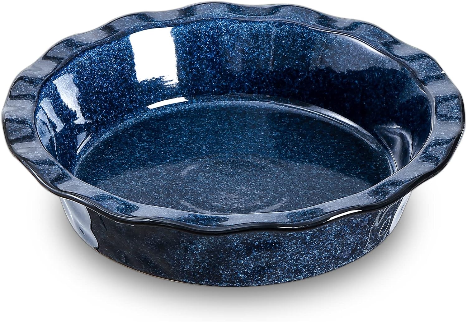 vicrays Ceramic Pie Pan for Baking - 9 inch Pie Plate, Round, Fluted and Deep Pie Dish for Tart, Pizza, Apple Pie, Quiche, Pot Pies, Cake - Reactive Glaze (Starry Blue) - Culinary Roots