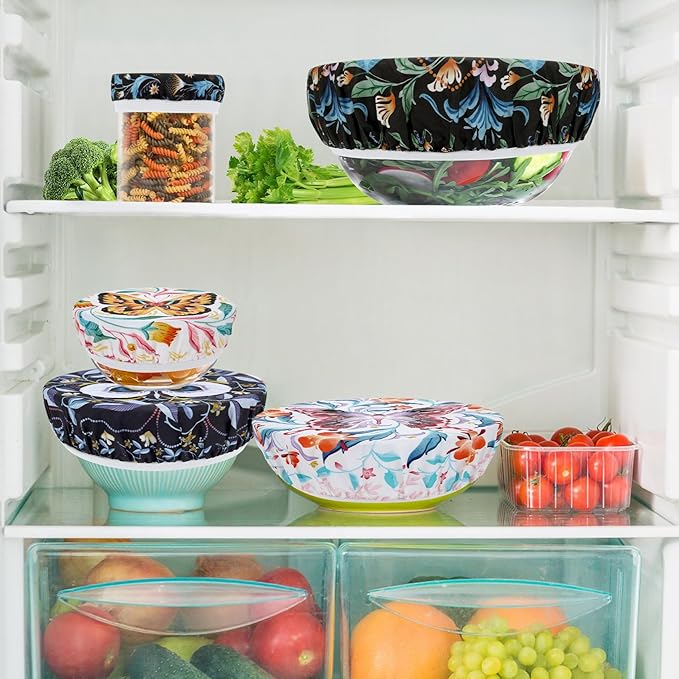 5-Size Reusable Beeswax Bowl Covers for Bread Proofing, Cotton Cloth Flexible Beeswax Wraps for Food Storage