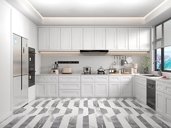 Solid Wood Laundry Room Wall Cabinets, 24 Inch Wide 12" Deep Large Hanging Storage Cabinets, RTA Medicine Organizer with 2 Shaker Doors, Easy Assembly for Kitchen, Bathroom - White