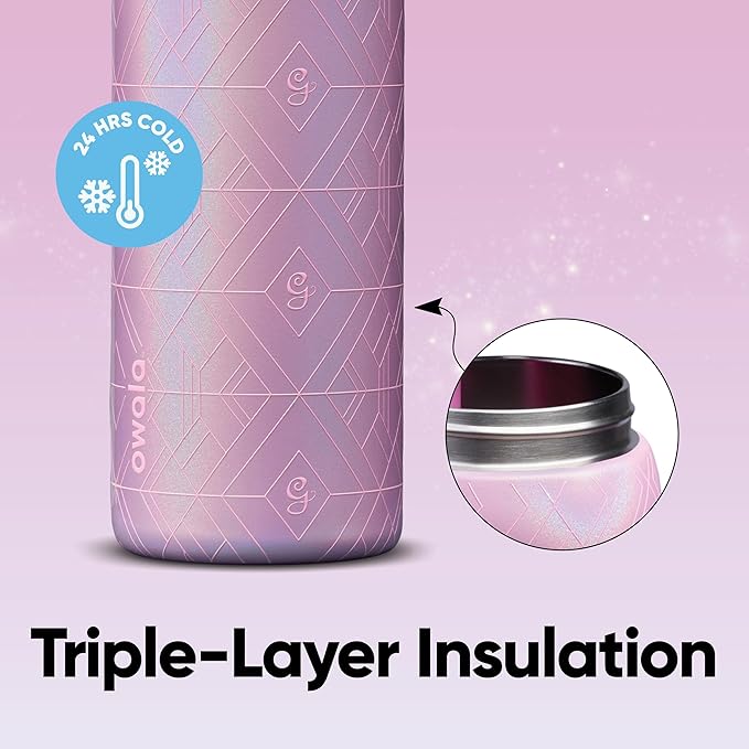 Owala Wicked FreeSip Insulated Stainless Steel Water Bottle with Straw for Sports and Travel, BPA-Free Sports Water Bottle, 32 oz, Glinda (Pink)