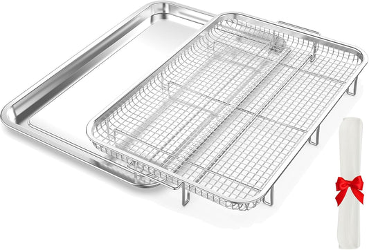 Air Fryer Basket for Oven, OPENICE 18.6" x 12.8" Air Fryer Basket and Tray Set, Extra Large Stainless Steel Air Fryer Pan Crisper Tray for Crisping Fried, Chicken, Bacon - Culinary Roots