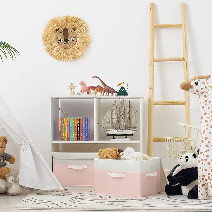 GRANNY SAYS Storage Baskets with Lids, Decorative Storage Boxes, Clothes Storage Bins for Closet, Foldable Storage Organizers, Pink, 2-Pack