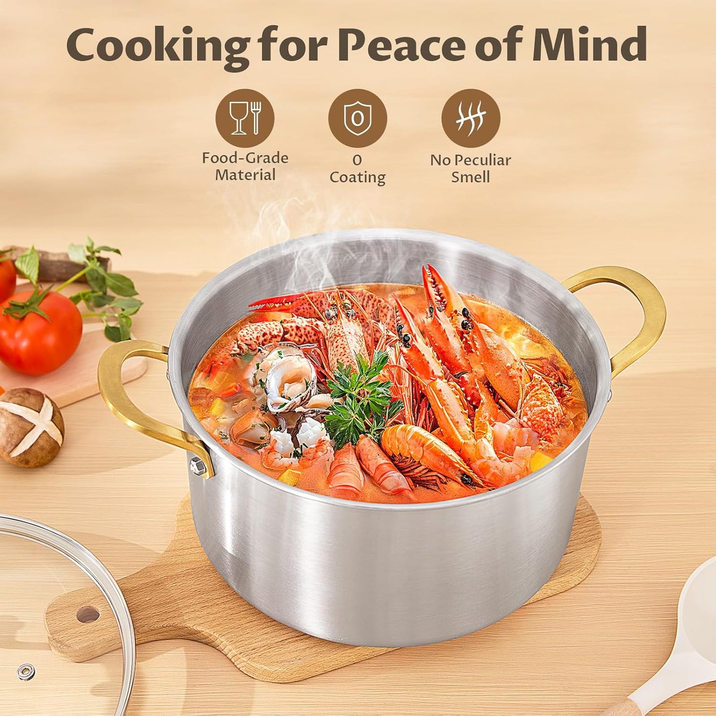 BEZIA 10 Quart Tri-Ply Stainless Steel Stock Pot, Nonstick Stockpot with Sturdy & Double Handle, Even Heating, Induction Cooking Pot for All Stoves, Large Soup Pot for Catering，Groups, Events, Silver - Culinary Roots