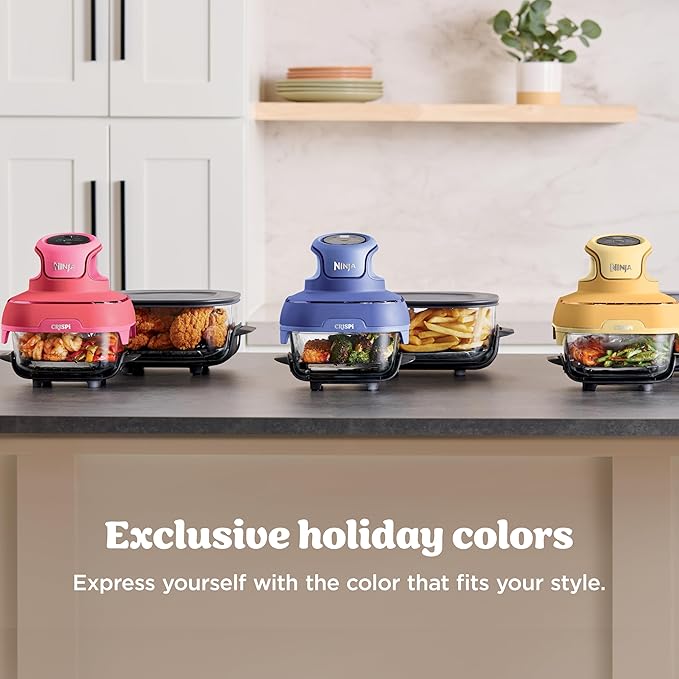 Ninja Crispi 4-in-1 Glass Air Fryer | 450°F | Non-Toxic | 4QT & 6-Cup Glass Containers w/Lids | Microwave, Freezer, Dishwasher Safe | Max Crisp, Air Fry, Bake, Recrisp | Ginger Snap | FN101GD