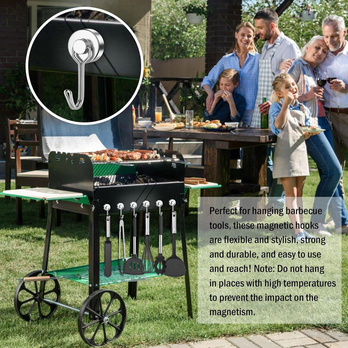 FINDMAG Strong Magnetic Hooks, 40lbs+ Magnetic Hooks Heavy Duty 2025 Cruise Ship Essentials, Strong Neodymium Magnet Hooks for Classroom, Home, Refrigerator, Locker Accessories, 6 Pack, Silver