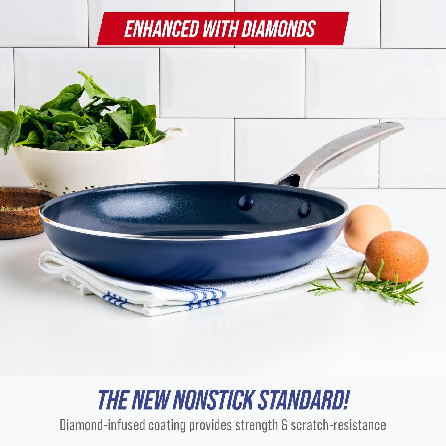 12" Diamond Infused Ceramic Nonstick Frying Pan Skillet