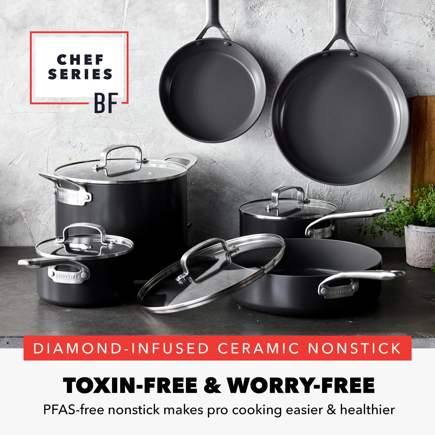 x Bobby Flay Hard Anodized Nonstick 10 Piece Cookware Set