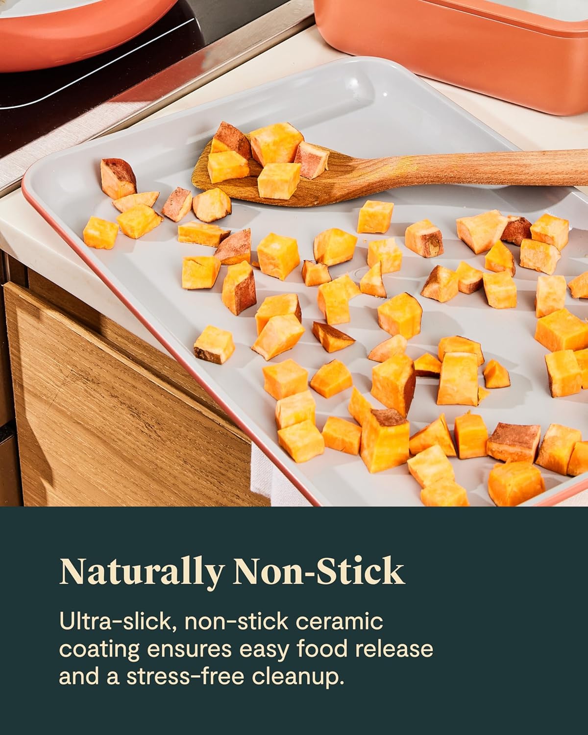 Caraway Non-Stick Ceramic Baking Sheet Duo - Naturally Slick Ceramic Coating - Non-Toxic, PTFE & PFOA Free - 18 x 13" Large & 15 x 10" Medium - Slate - Culinary Roots