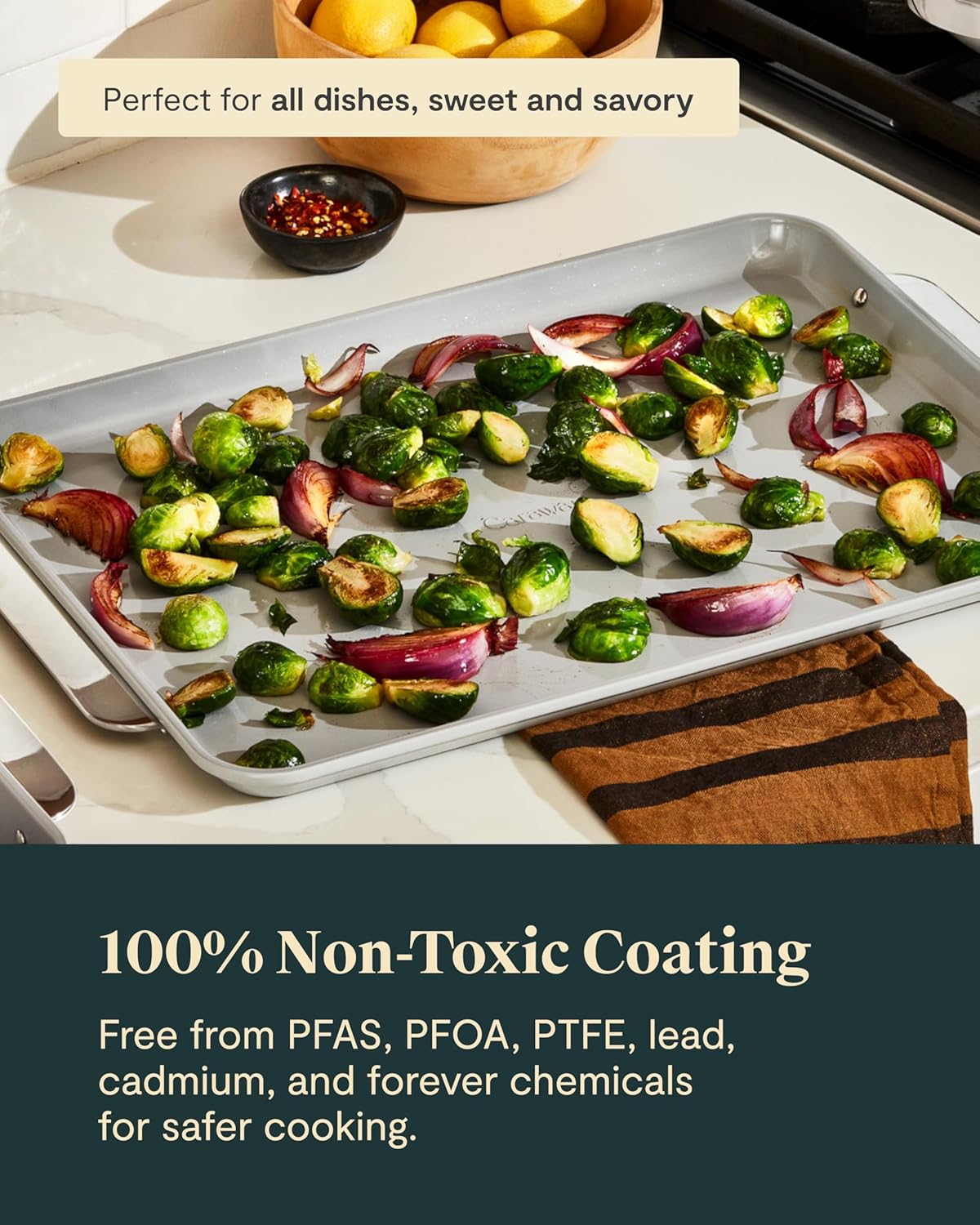 Caraway Non-Stick Ceramic Baking Sheet - Naturally Slick Ceramic Coating - Non-Toxic, PTFE & PFOA Free - Perfect for Baking, Roasting, and More - Large (18" x 13") - Black - Culinary Roots