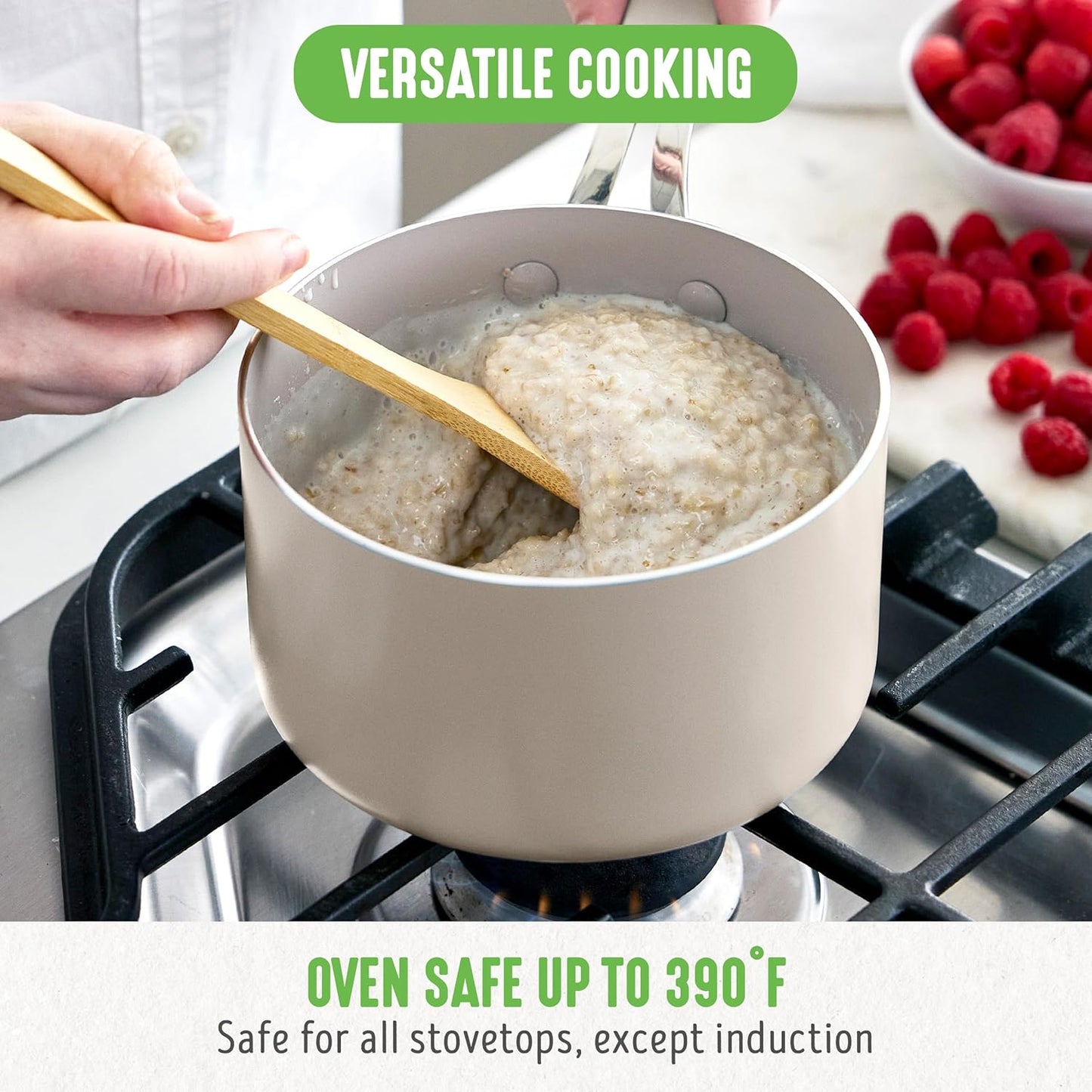 GreenLife 2 Quart Nonstick Saucepan with Lid, Lightweight Healthy PFAS-Free Milk Pan, Dishwasher & Oven Safe Soup Pan, Durable Body, Silicone Stay-Cool Handle, Easy Release Chef’s Pan, Taupe - Culinary Roots