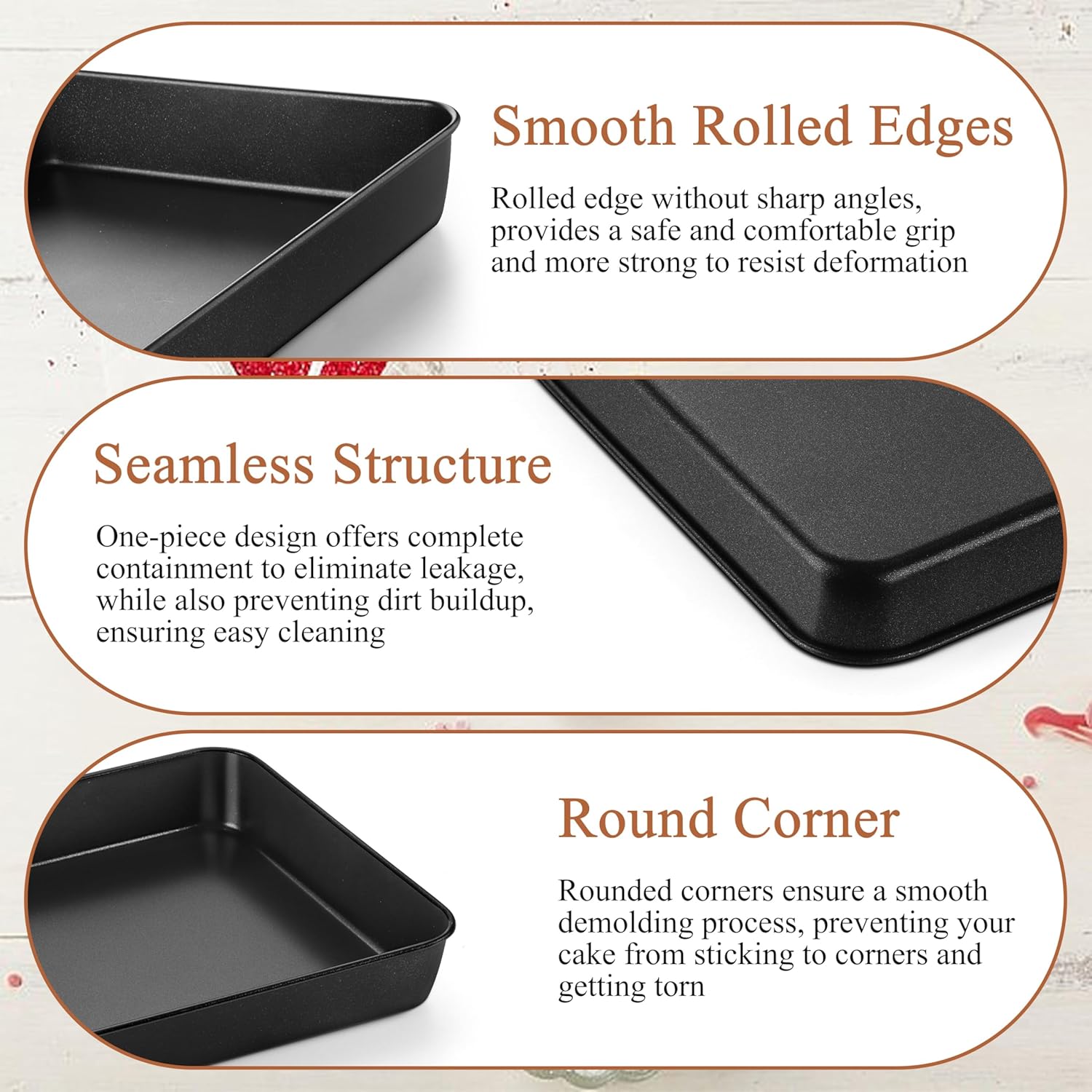 LIANYU 12⅓ x 9¾ x 2 Inch Cake Pan Set of 2, Rectangle Non-stick Baking Pan, Stainless Steel Bakeware for Lasagna Brownies Casseroles, Healthy & Easy Release - Culinary Roots