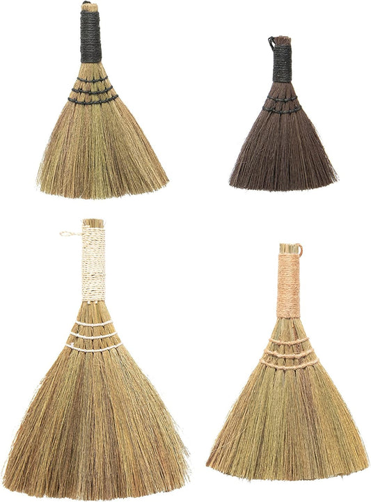 Creative Co-Op Whisk Brooms with Yarn Wrapped Handles, Multi Color Neutrals, Set of 4 - Culinary Roots