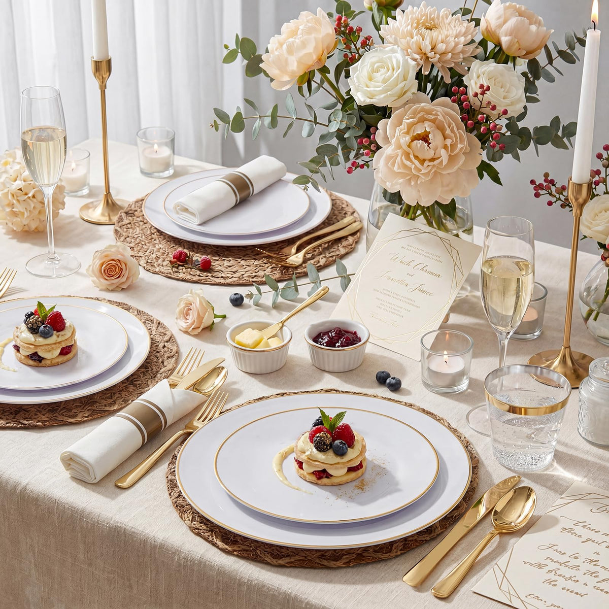 200PCS Gold Plastic Plates (200 Count)