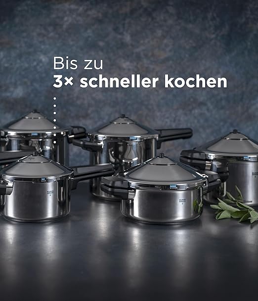Kuhn Rikon Stainless Steel Duromatic Saucepan Pressure Cooker 5 Quart, Silver