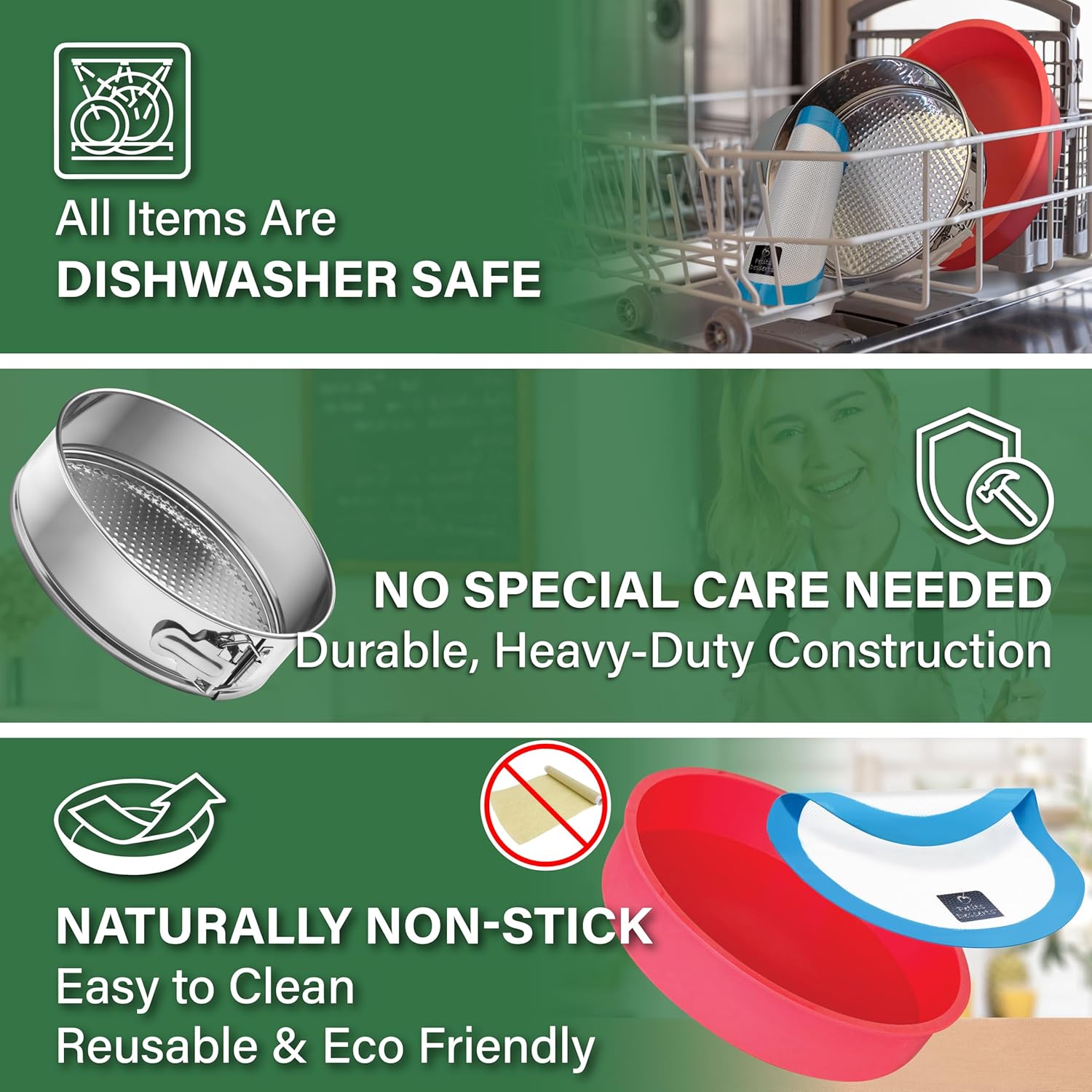 Cheese Cake Pans for Baking - NON TOXIC 9 Inch Spring Form Pan for Cheesecake with LEAKPROOF SILICONE PROTECTOR - STAINLESS STEEL 9 Inch Springform Pan for Cheesecake WATER BATH - Culinary Roots