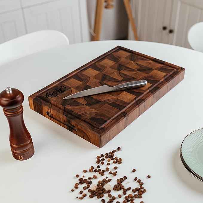 Handmade Personalized Walnut End Grain Cutting Board – Custom Engraved Wood Chopping Block, Perfect Gift for Home Chefs by GrainWoods (24x18x2 Inches)