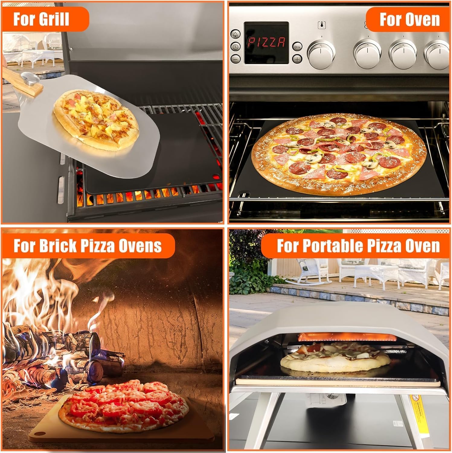 Hisencn 13" Ceramic Pizza Steel for Home Ovens - 20X Faster Heating, Crispy Crust Kit with Aluminum Peel & Tools - Culinary Roots