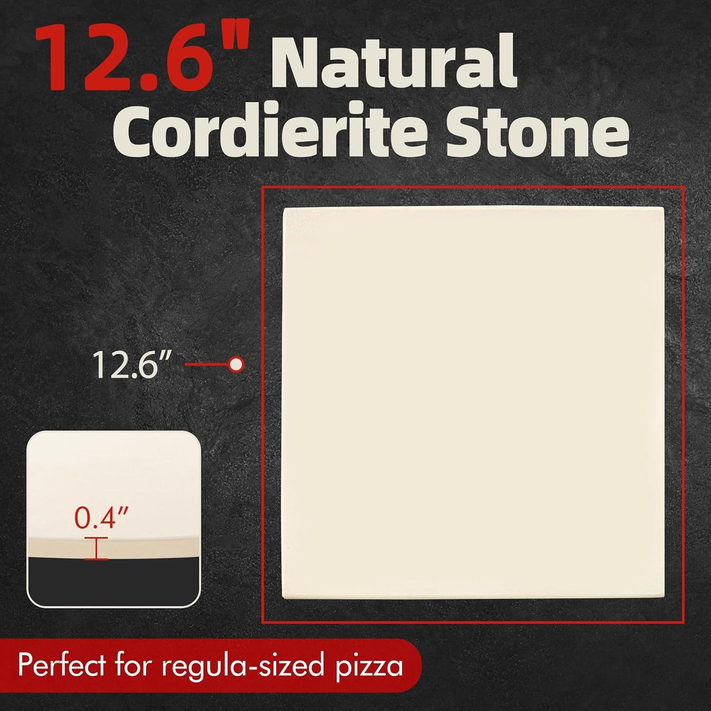 12" Square Pizza Stone, Heavy Duty Cordierite Pizza Pan for Grilling & Pizza Oven, High Temperature Resistant Baking Stone for Pizza, Bread, Meat - Culinary Roots