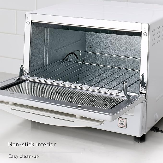 Panasonic FlashXpress Toaster Oven Countertop, 4-Slice Compact Size with Double Infrared Heating, 6 Auto Cook Options and Precise Temperature Control, 1300W - NB-G110P-W (White)