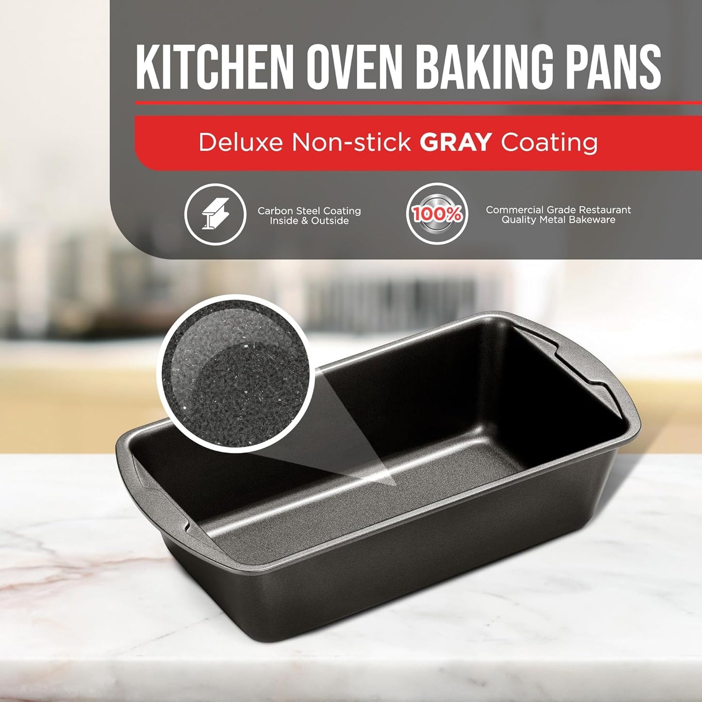 BAKKENMASTER Loaf Pan Set 4-Piece - Deluxe Nonstick Carbon Steel Bakeware for Perfect Bread and Cakes – Dishwasher Safe, Premium Pans for Home Baking - Culinary Roots