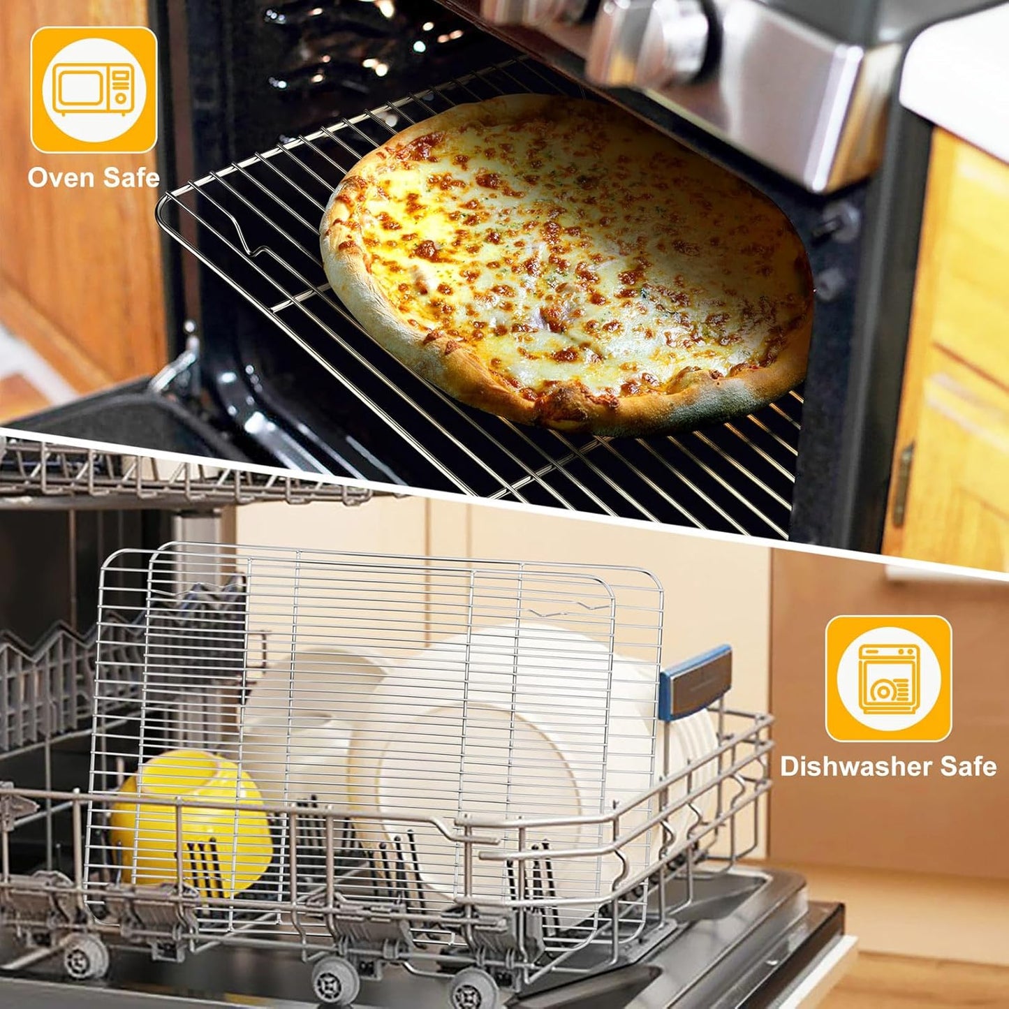 P&P CHEF Cooling Baking Rack Pack of 2, Stainless Steel Cooling Racks for Cooking Baking Roasting Grilling Drying, Dense Wires & Smooth Edge, Easy to clean, Silver, 15.3" x 11.25" - Culinary Roots