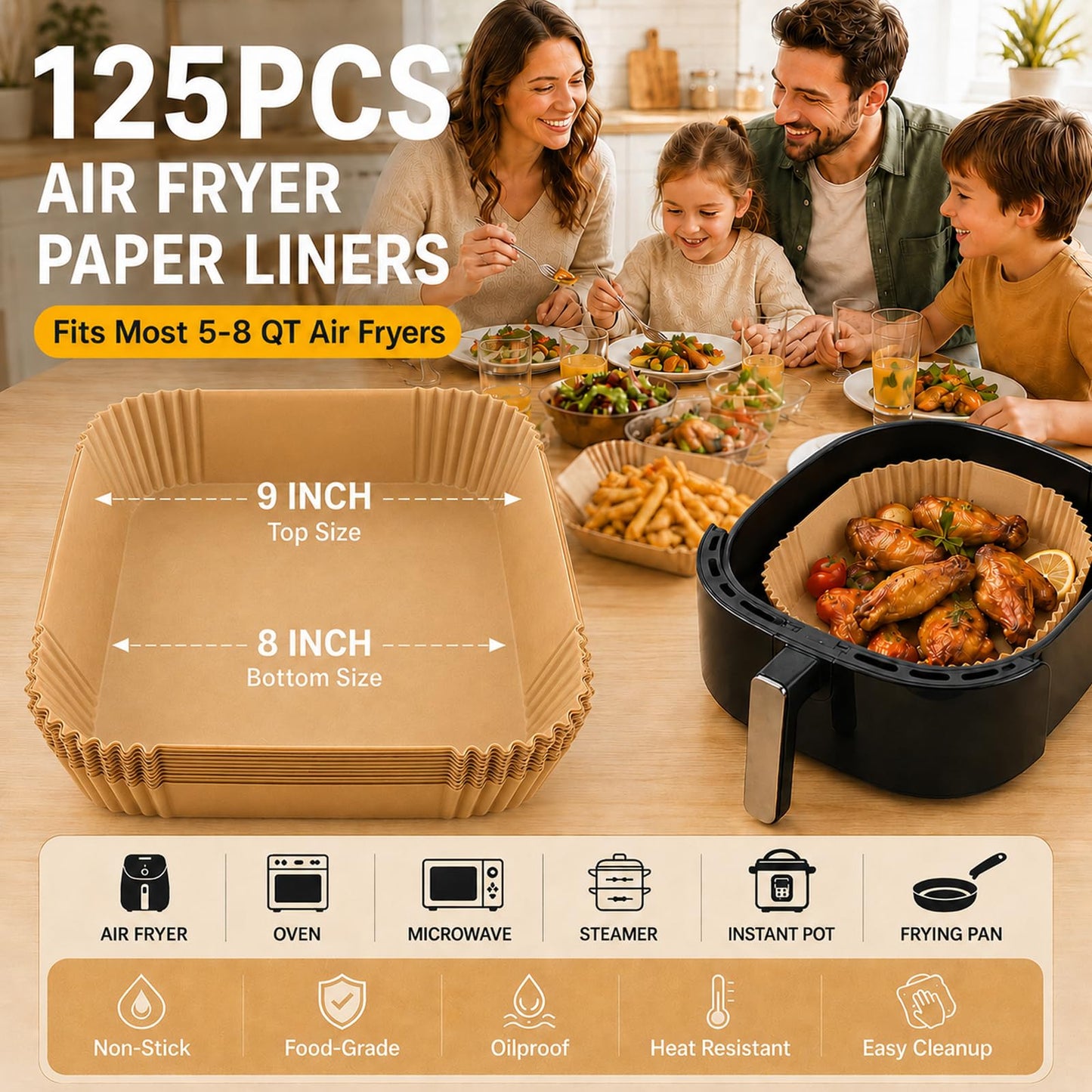9 Inch Air Fryer Liners Disposable