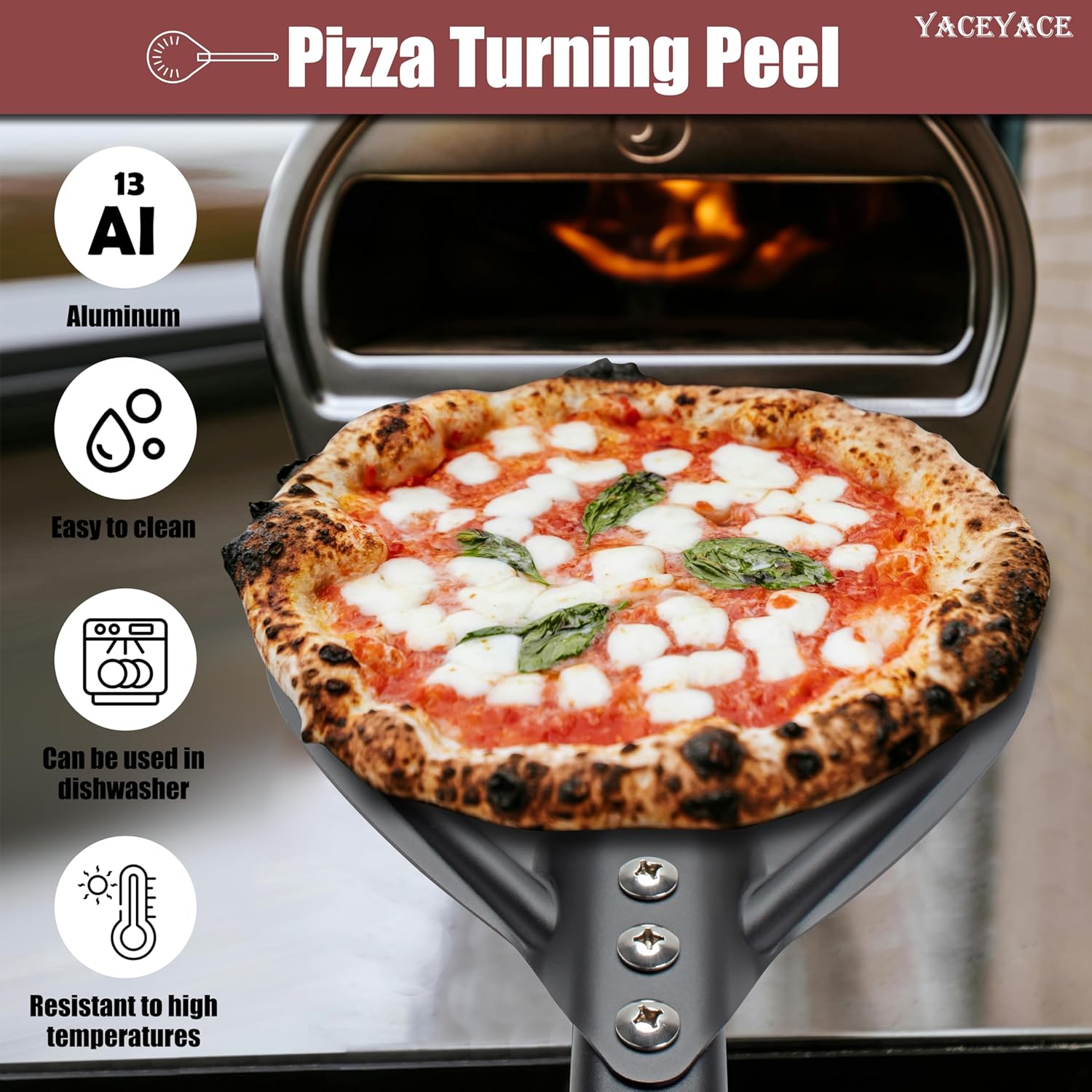 Pizza Turner, 8-inch Black Metal Pizza Turning Peel, Aluminum Turning Peel - Culinary Roots