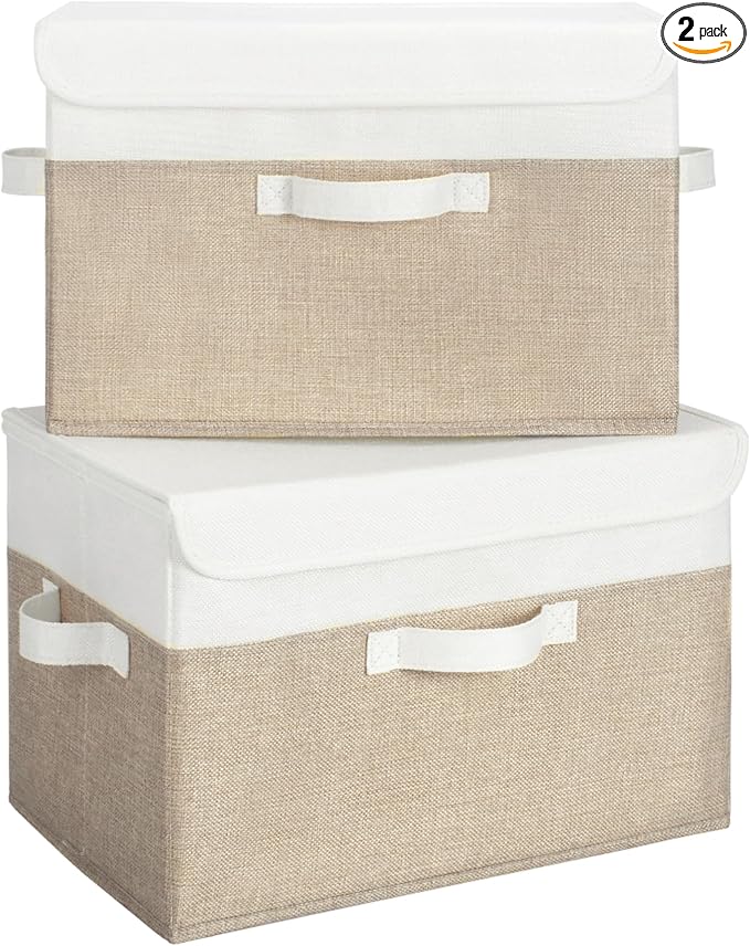 GRANNY SAYS Storage Bins with Lids, Decorative Storage Boxes, Clothes Stoarge Bins, Shelf Baskets, Closet Storage Bins for Clothing, Collapsible Storage and Organization, 2-Pack