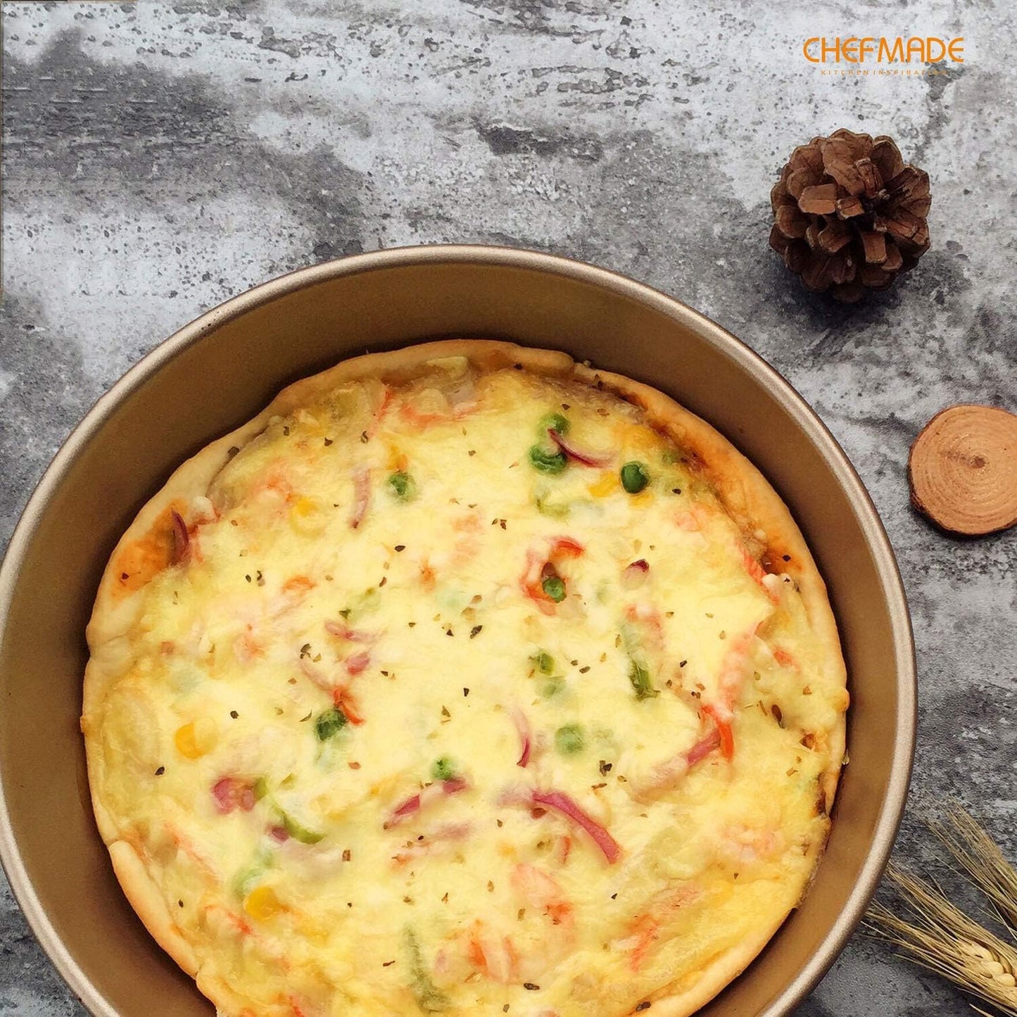 CHEFMADE 9-Inch Round Cake Pan, Non-Stick Deep Dish Pizza and Pie Bakeware for Oven Baking (Champagne Gold) - Culinary Roots
