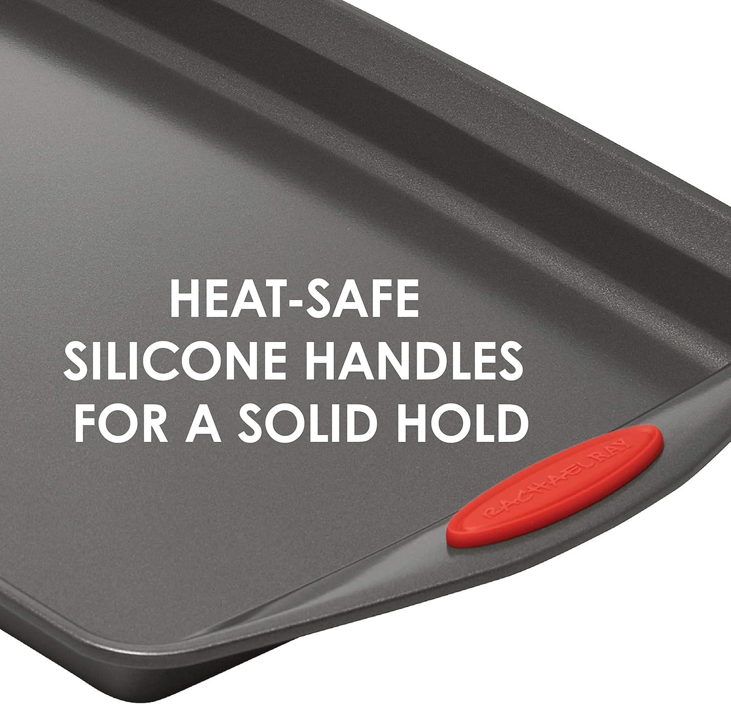 Rachael Ray Bakeware Nonstick Cookie Pan Set, 3-Piece, Gray with Red Grips - Culinary Roots