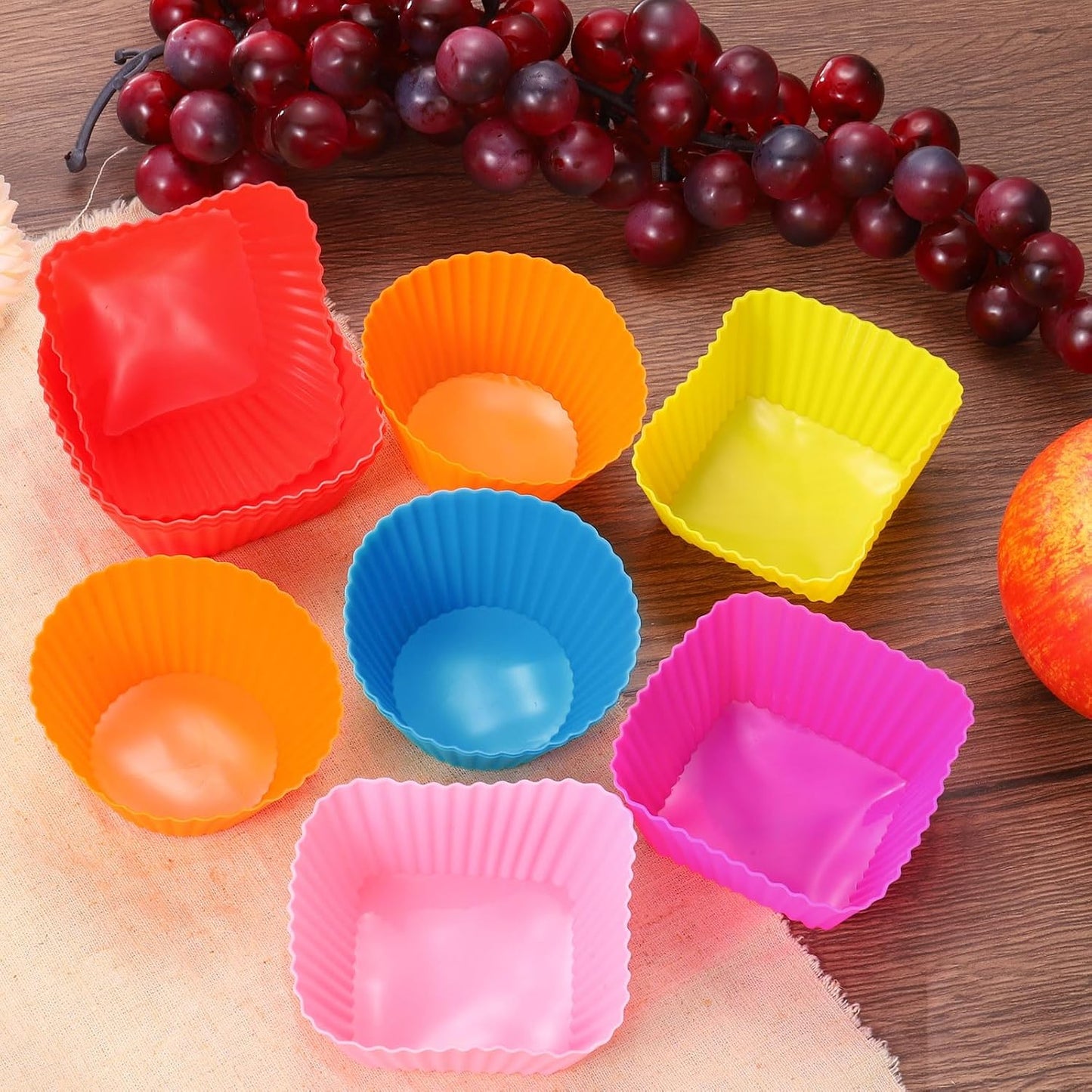 uxcell 18Pcs Silicone Cupcake Liners, Non-Stick Baking Cups, for Cooking Eggs, Baking Muffins and Make a Cake(Blue)