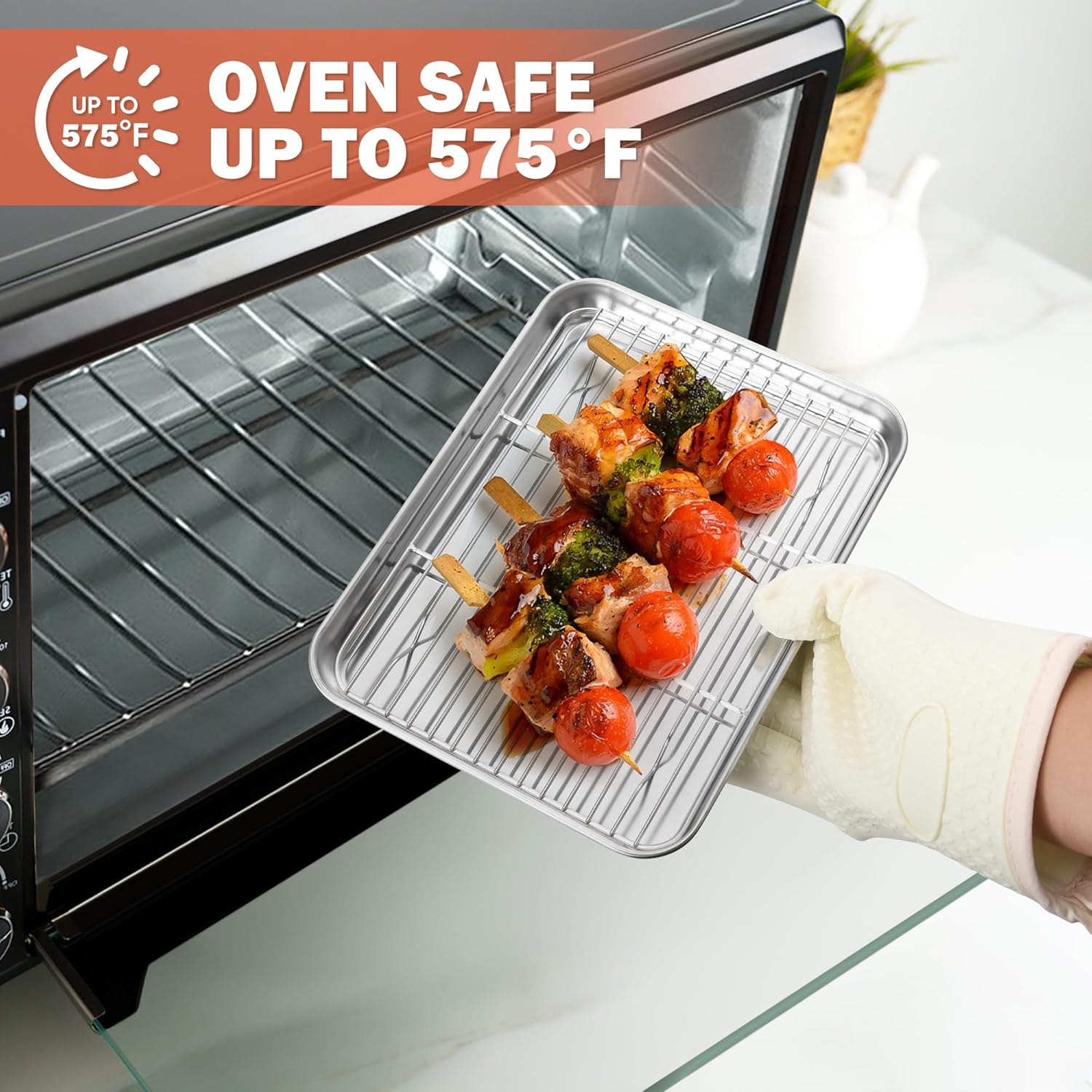 2 Pack Small Baking Cooling Racks, Homikit 9.7 * 7.5 Inch Stainless Steel Wire Rack for Cooking Roasting Grilling, Fit for Toaster Oven Pan, Non-toxic & Heavy-Duty - Culinary Roots