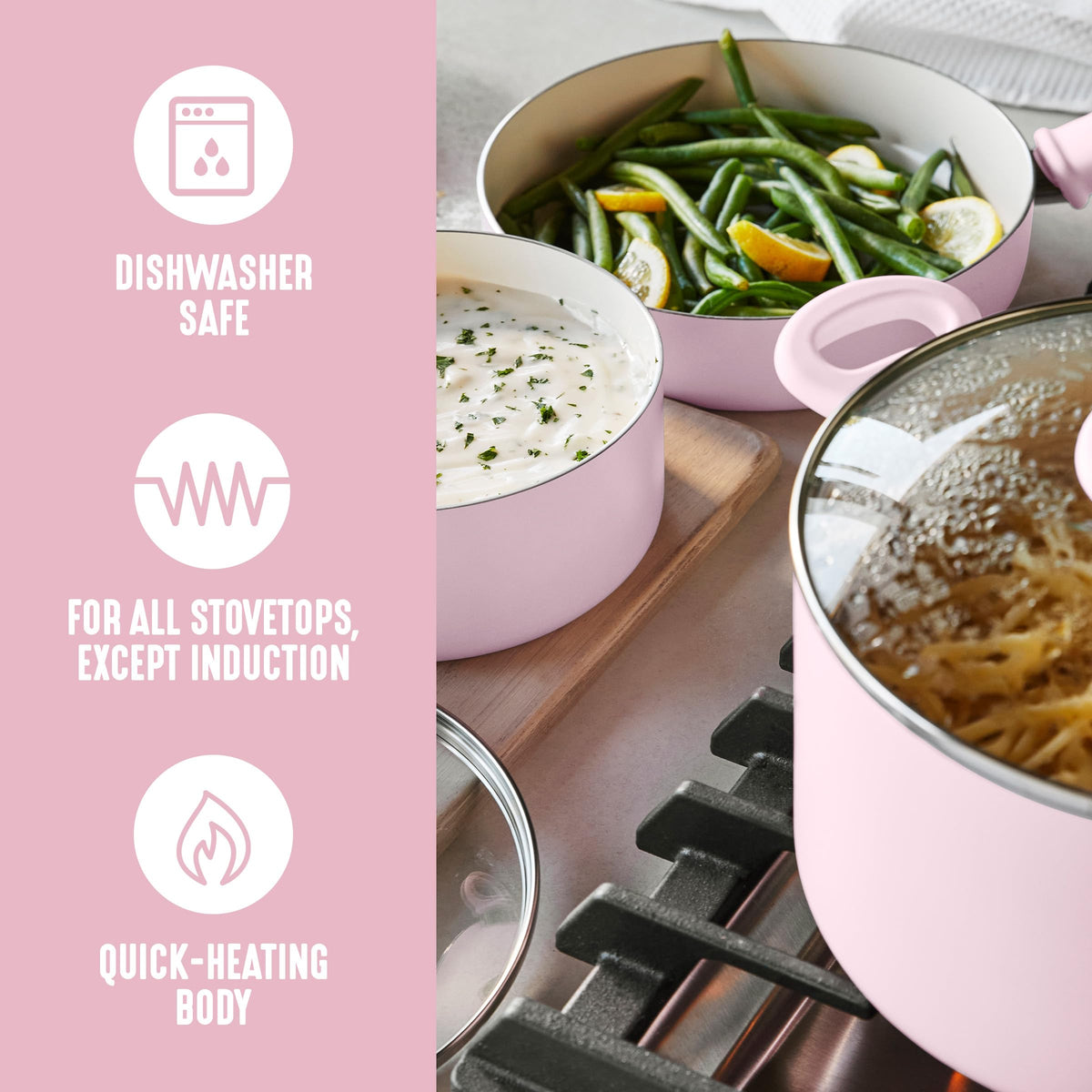 2.5QT Ceramic Nonstick Saucepan with Glass Lid
