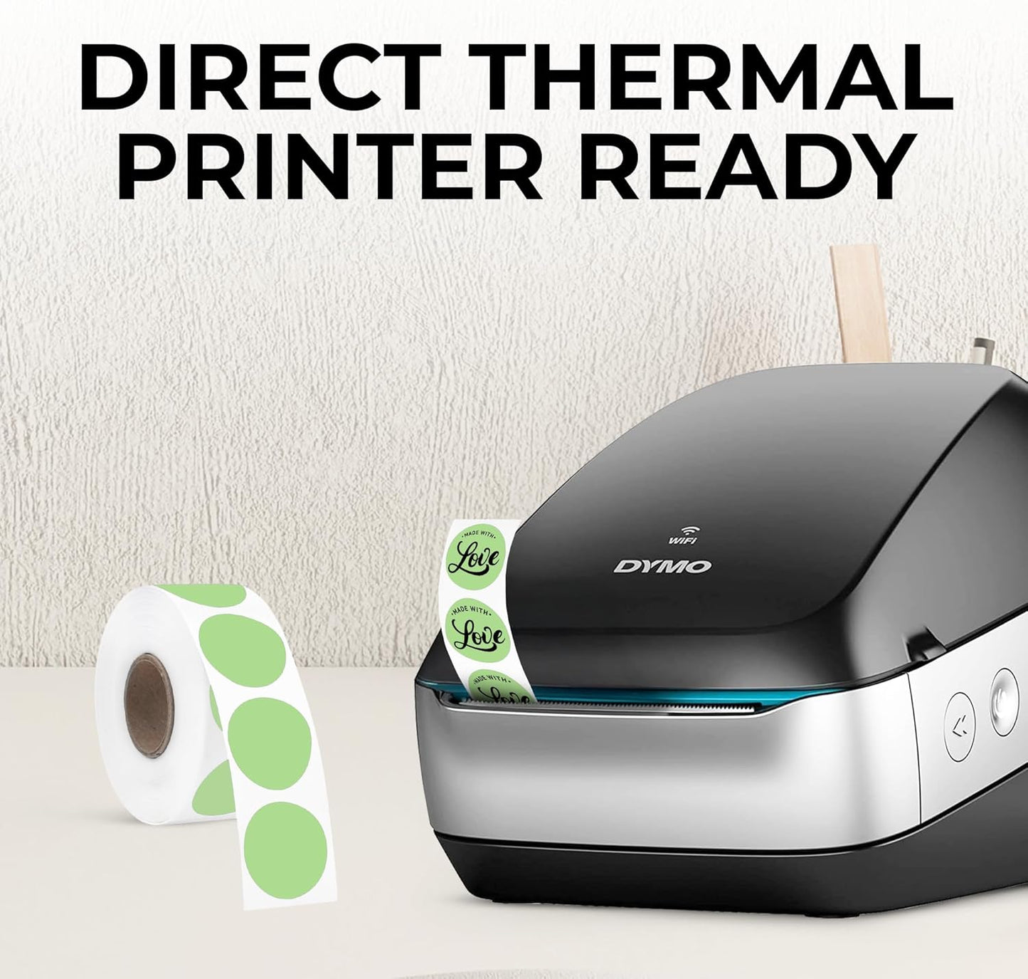 Perco Green 1-Inch Perforated Circle Dot Thermal Sticker Labels — 735 Stickers/Roll, Direct Thermal Printer Compatible—with Permanent Adhesive for Color Coding, Garage Sales, Crafts—Made in USA