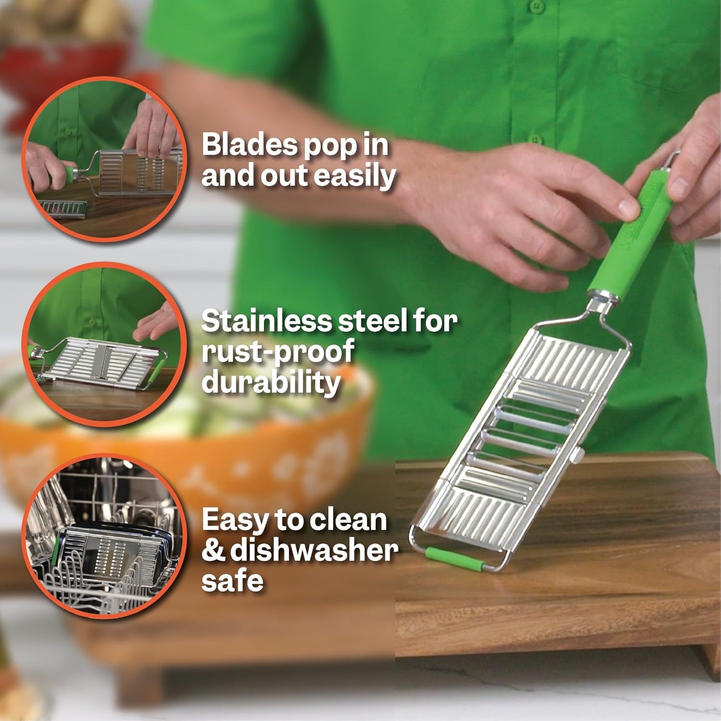 Slicer – Amazing Veggie Slicer for Effortless Kitchen Prep Made Simple! – Use it as a Food Shredder, & Grater - Multifunctional with Non-Slip Handle & Base - Culinary Roots