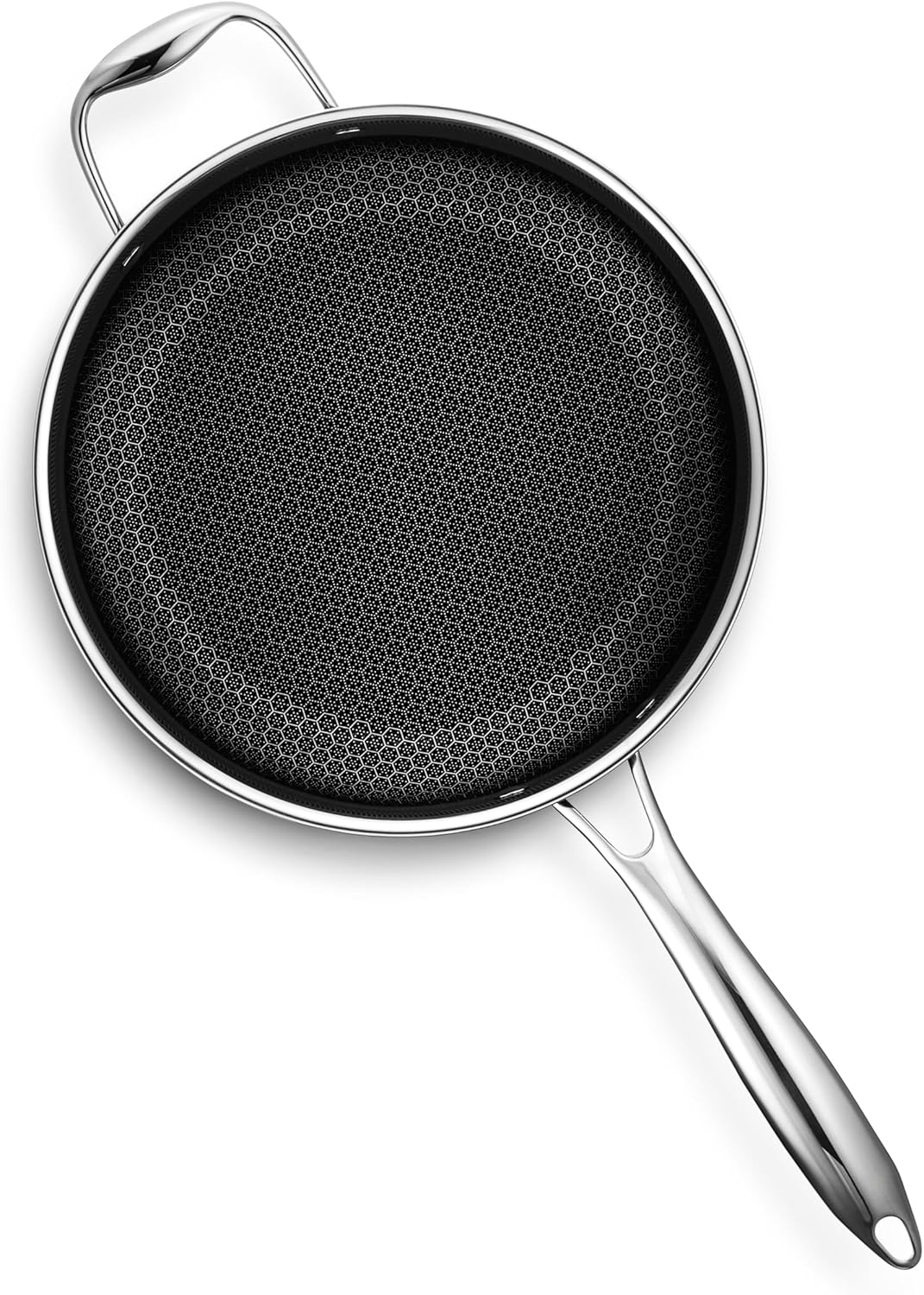 HexClad Hybrid Nonstick 5-Quart Saucepan with Tempered Glass Lid, Stay-Cool Handle, Dishwasher-Friendly, Oven-Safe Up to 900°F, Induction Ready, Compatible with All Cooktops - Culinary Roots