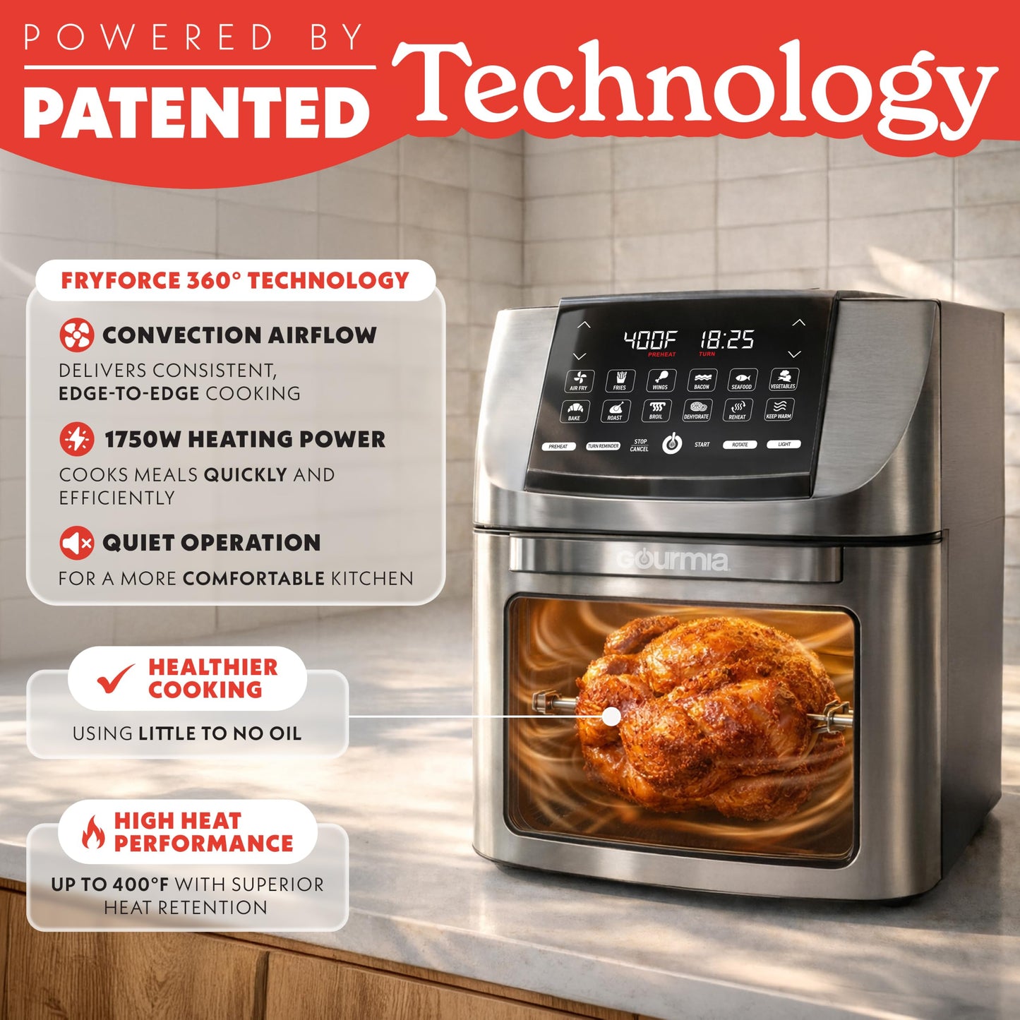Air Fryer 14 Qt Rotisserie Oven with Window
