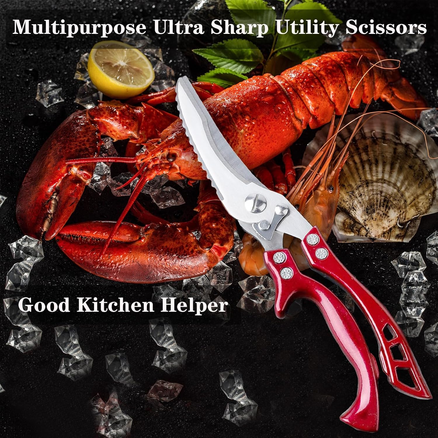 Heavy Duty Kitchen Shears by ANDONG, Kitchen Scissors,Stainless Steel Poultry Shears Heavy Duty Professional, Red - Culinary Roots