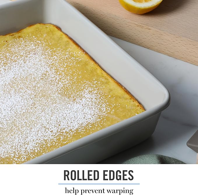 Martha Stewart Gallen 9 Inch Square Nonstick Carbon Steel Cake Pan – Cool Grey, Durable Bakeware for Even Baking and Easy Release