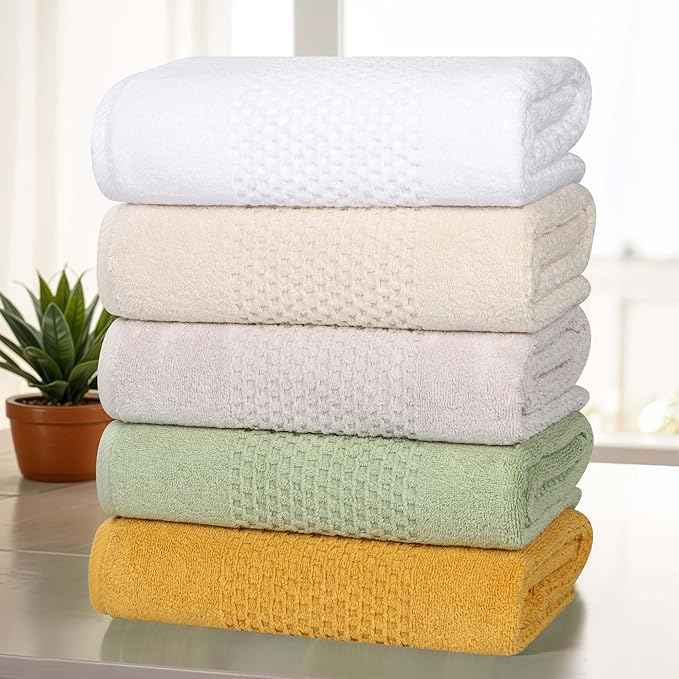 Superior Playa Zero Twist Cotton Medium Weight Small Towels, for Kitchen, Bathroom, Shower, Spa, Plush, Quick Dry, Ultra-Soft Essentials, Waffle Textured, Face Towels Washcloths, Set of 12, Silver