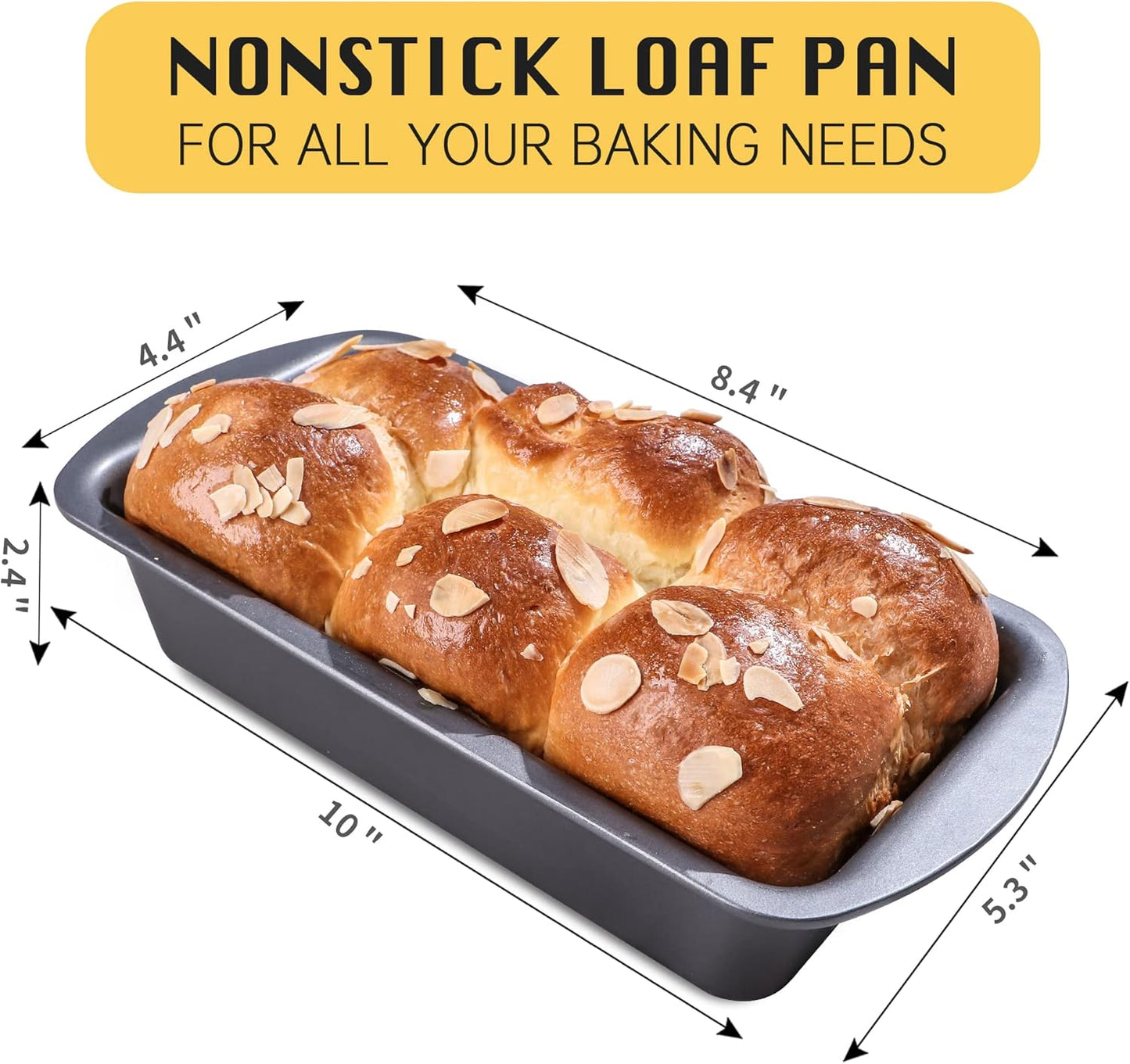 HONGBAKE 3 Pack Loaf Pan Set, 8.5 x 4.5 Inches With Wide Grips Nonstick Bread Tin, 1Lb Perfect for Homemade Baking, Grey - Culinary Roots