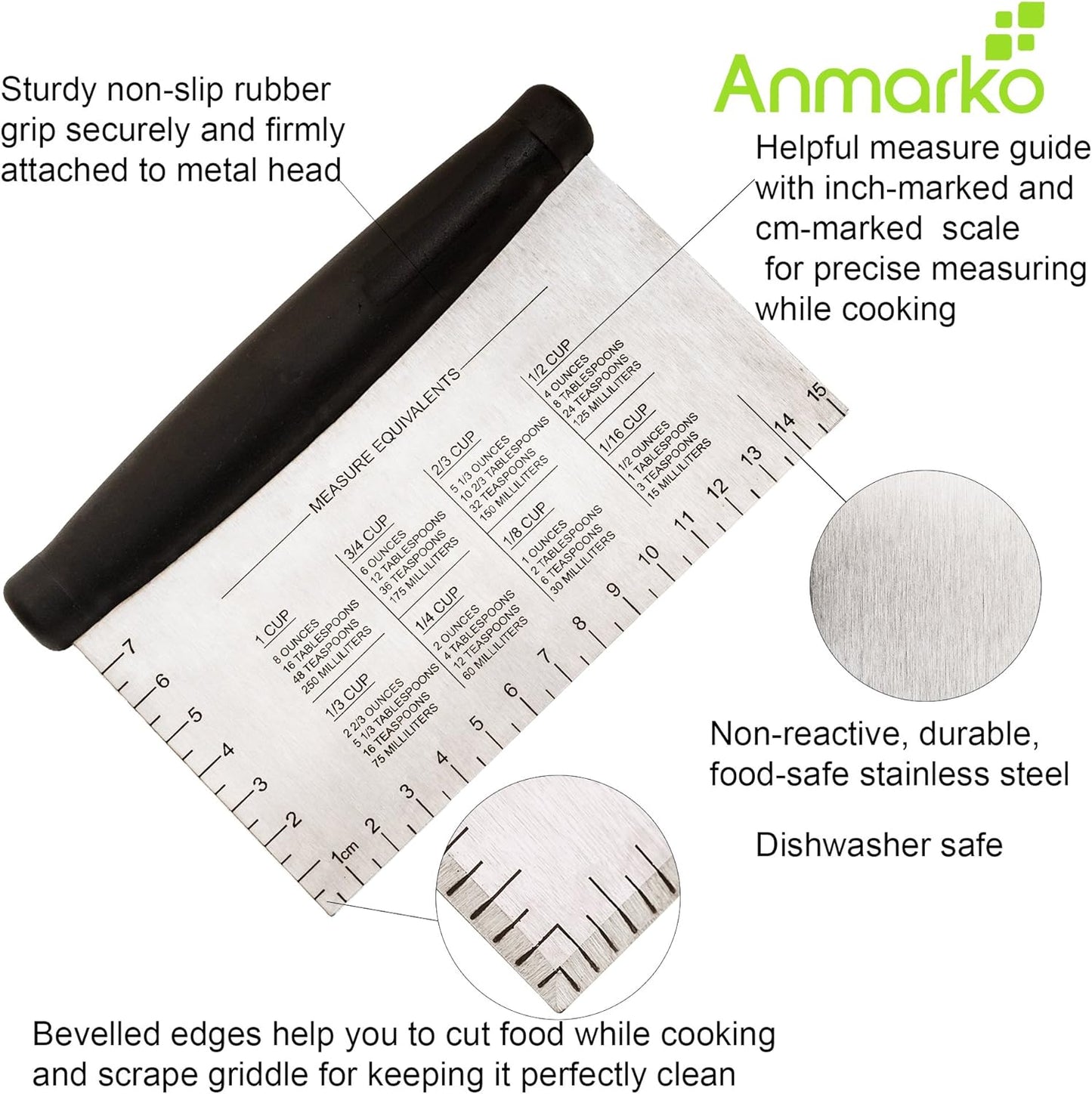 Stainless Steel Metal Griddle Scraper Chopper - Great as Dough Cutter for Bread and Pizza Dough - Multipurpose Kitchen Utensil for Flat Top Griddle - Commercial Quality - Culinary Roots
