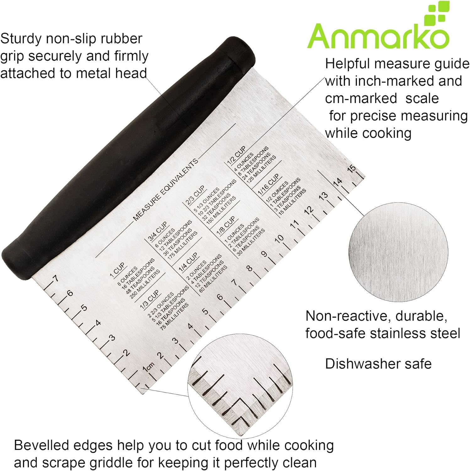 Stainless Steel Metal Griddle Scraper Chopper - Great as Dough Cutter for Bread and Pizza Dough - Multipurpose Kitchen Utensil for Flat Top Griddle - Commercial Quality - Culinary Roots