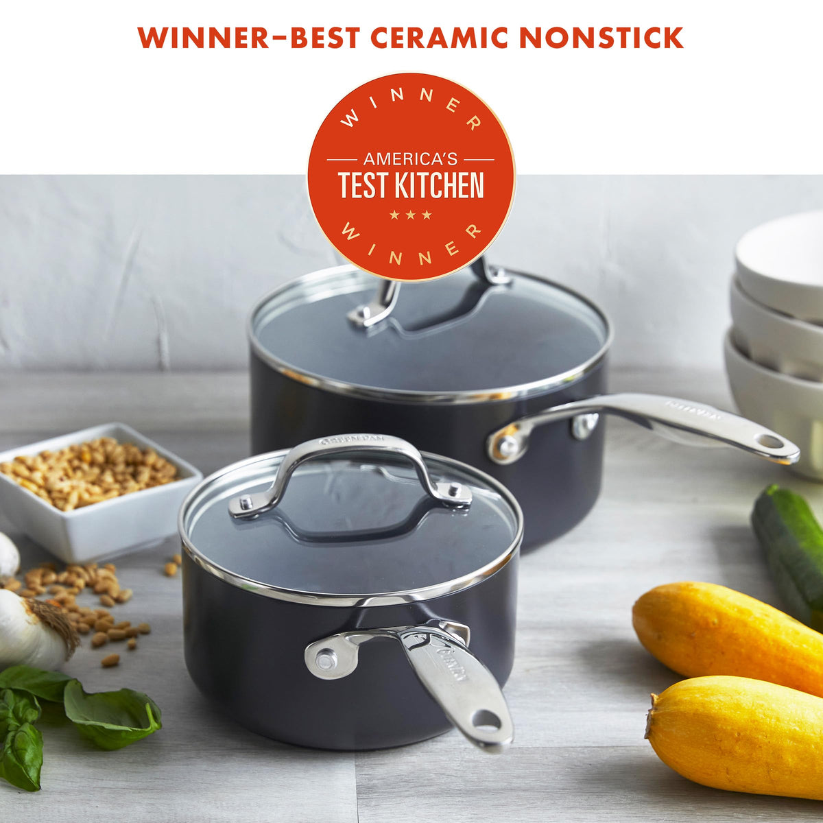 Valencia Pro 2 Piece Ceramic Saucepan Set